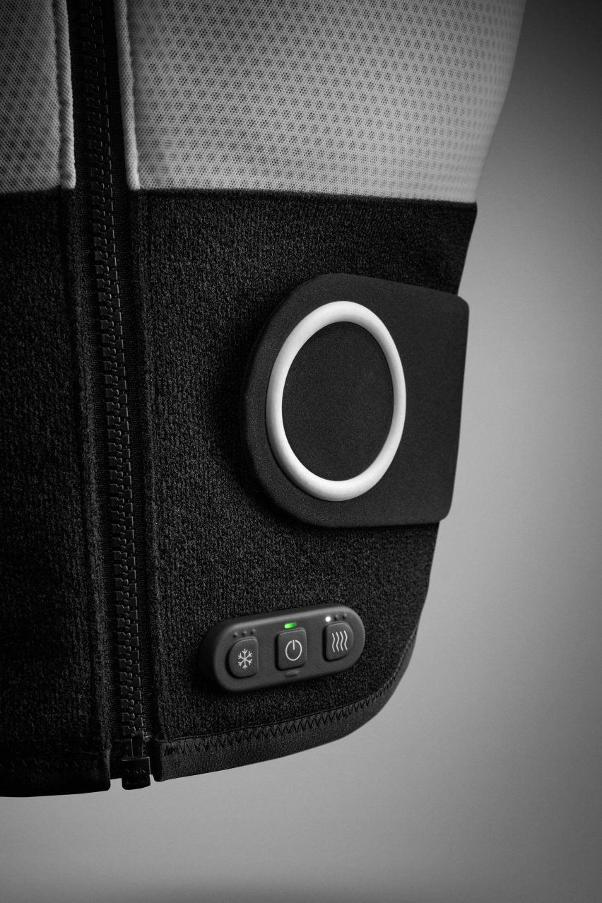 Close-up of buttons on Nike x Hyperice vest