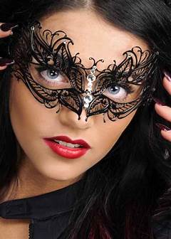 See related image detail. Womens Black Metal Filigree Diamante Eyemask